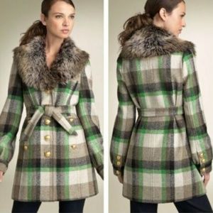 Juicy Couture wool plaid coat
